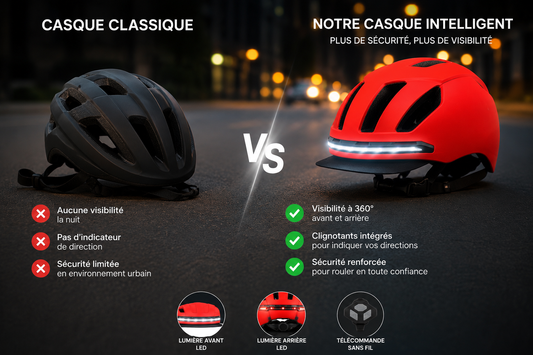 Casque classique ou Casque à clignotants : Le match pour votre sécurité