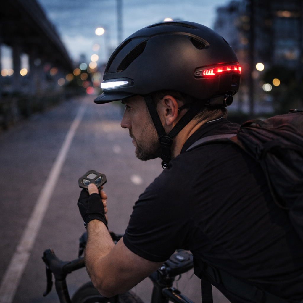 Casque- vélo- lumineux- intelligent avec -clignotants