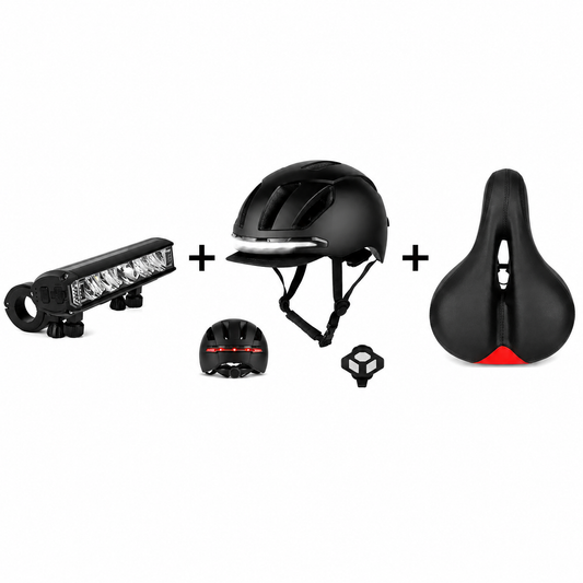 Pack- Sécurité -Vélo- Urbain- Casque- Lumineux -Éclairage- LED- Selle- Confort